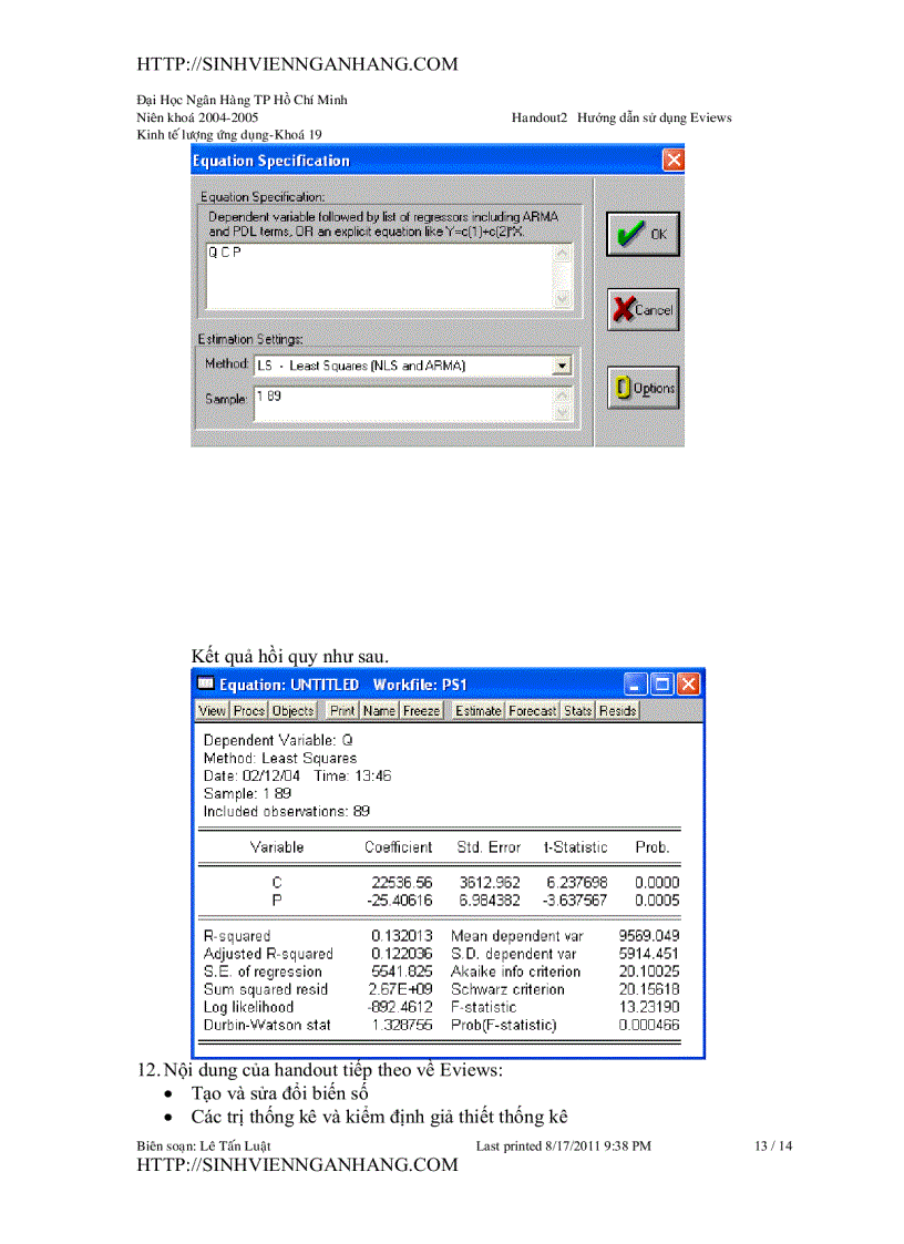 image for page Hướng dẫn sử dụng eviews 1