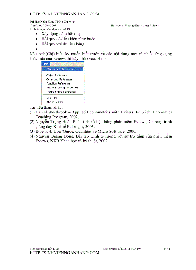 image for page Hướng dẫn sử dụng eviews 1