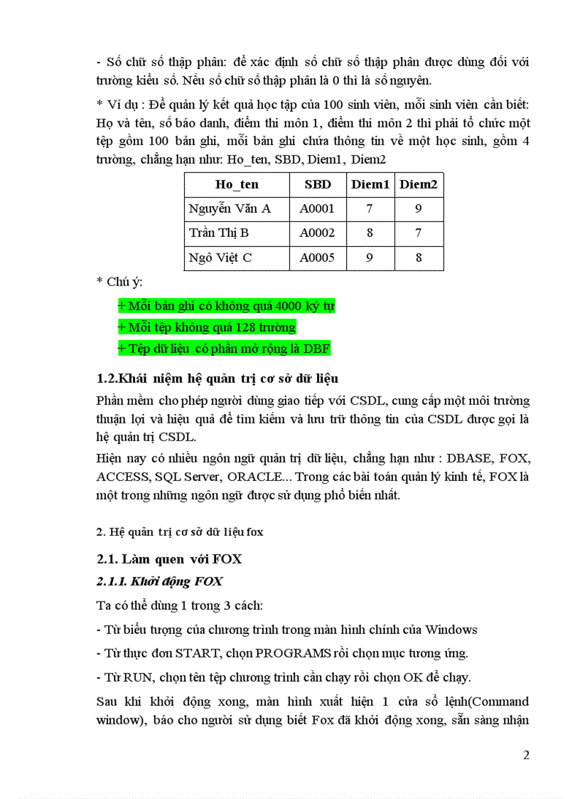 image for page Hệ quản trị cơ sở dữ liệu Fox