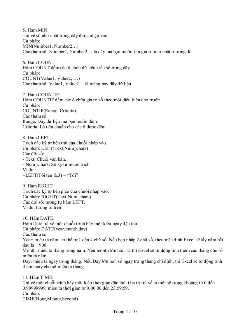 image for page Tổng kết hàm thông dụng trong microsoft excel