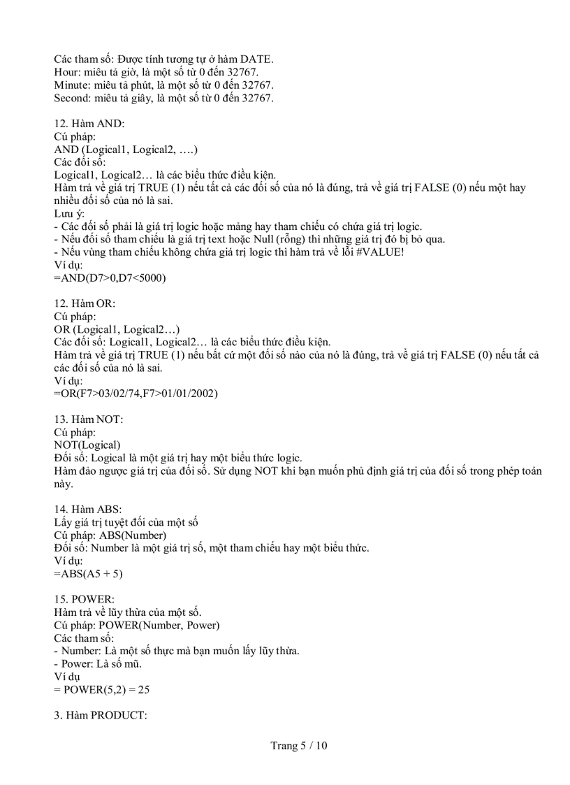 image for page Tổng kết hàm thông dụng trong microsoft excel