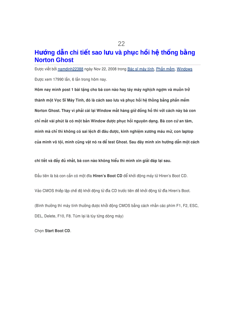 image for page Hướng dẫn chi tiết sao lưu và phục hồi hệ thống bằng Norton Ghost