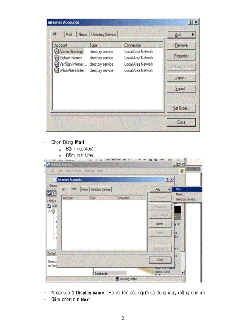 image for page Bảng hướng dẫn sử dụng outlook express