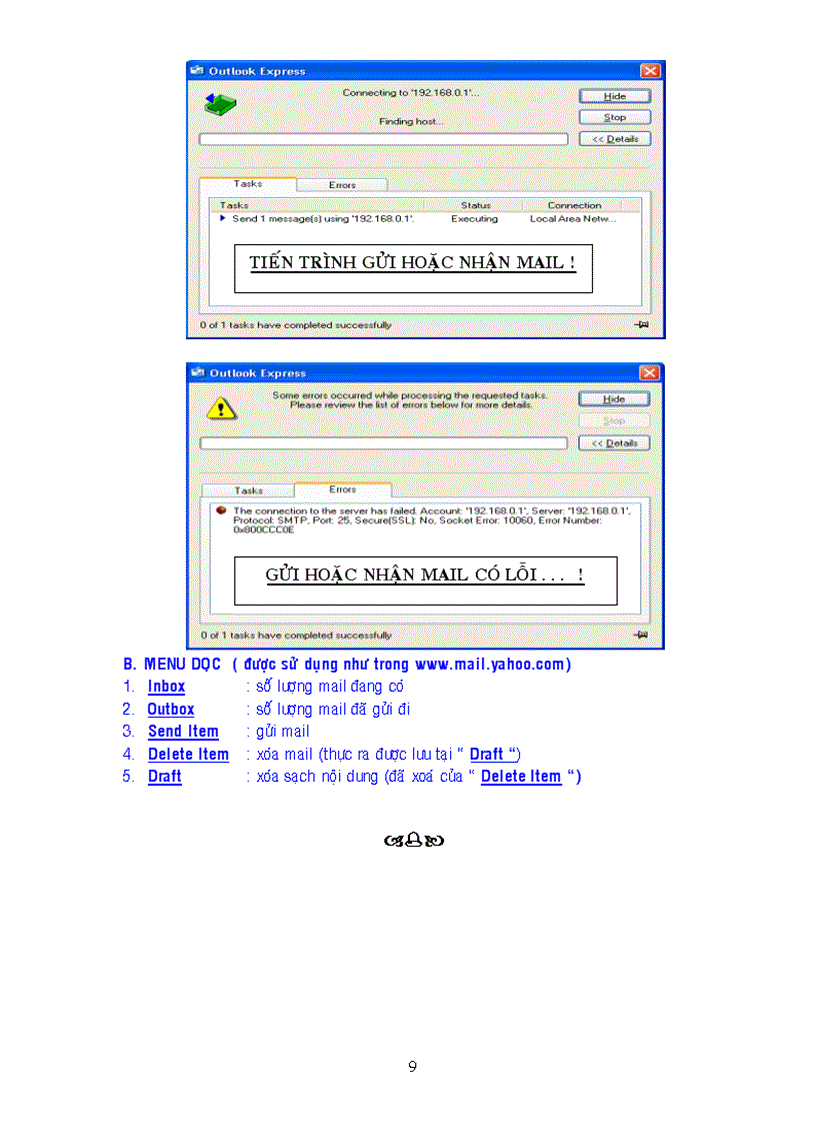 image for page Bảng hướng dẫn sử dụng outlook express