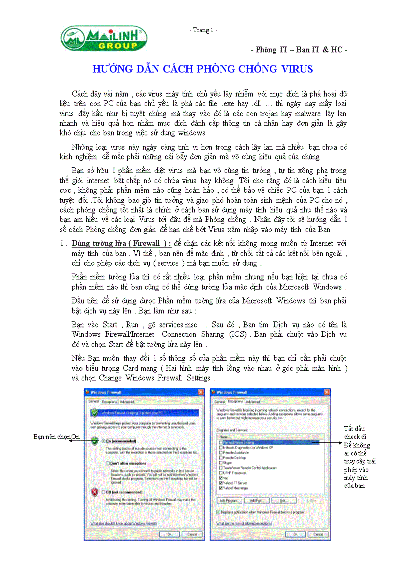 image for page Hướng dẫn cách phòng chống virus