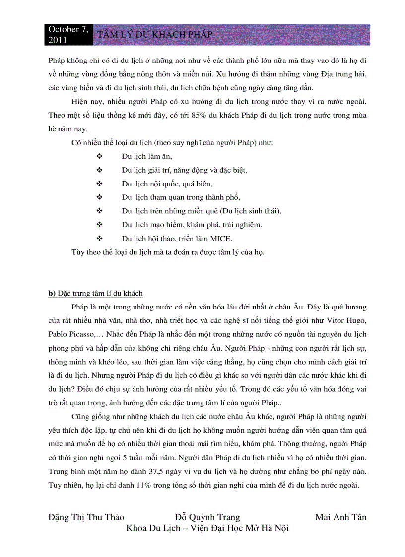 image for page Tâm lý du khách pháp