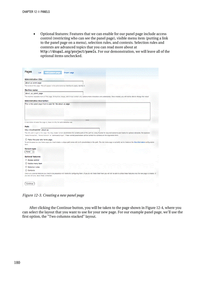 image for page Creating a new panel page