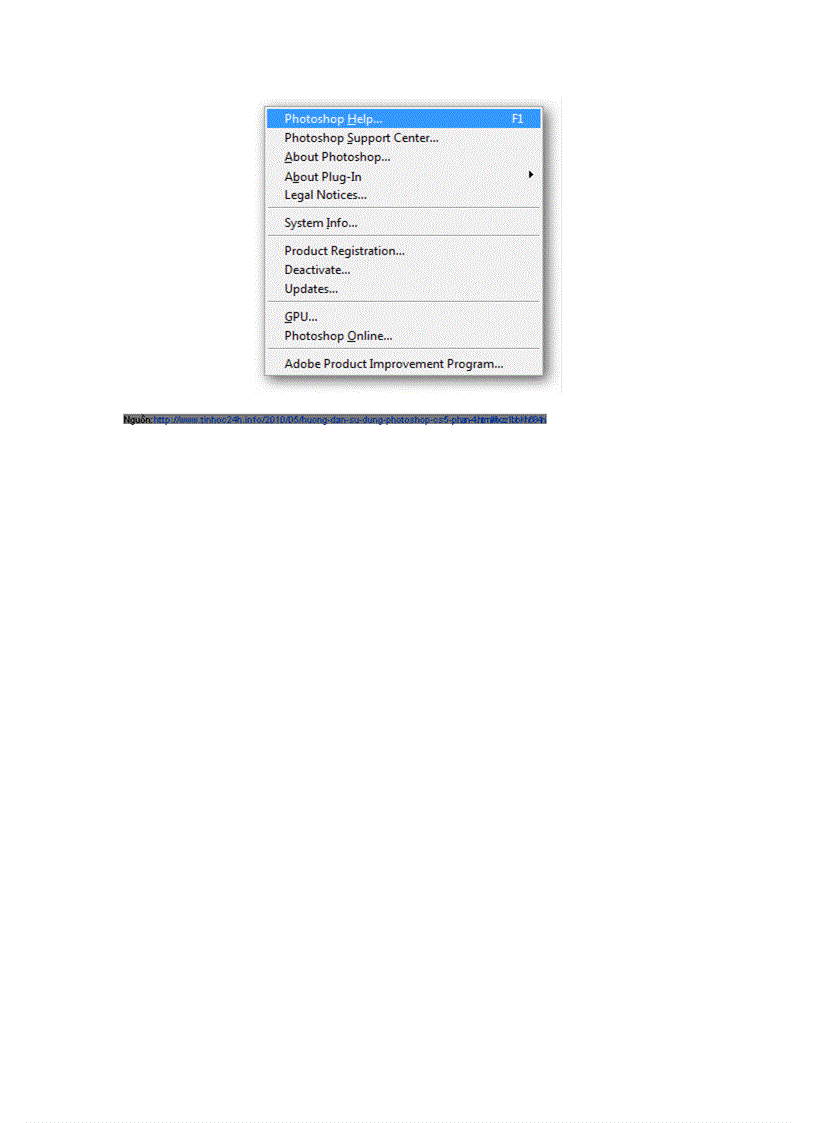 image for page Hướng dẫn sử dụng Photoshop CS5 Phần 4 Các menu cơ bản