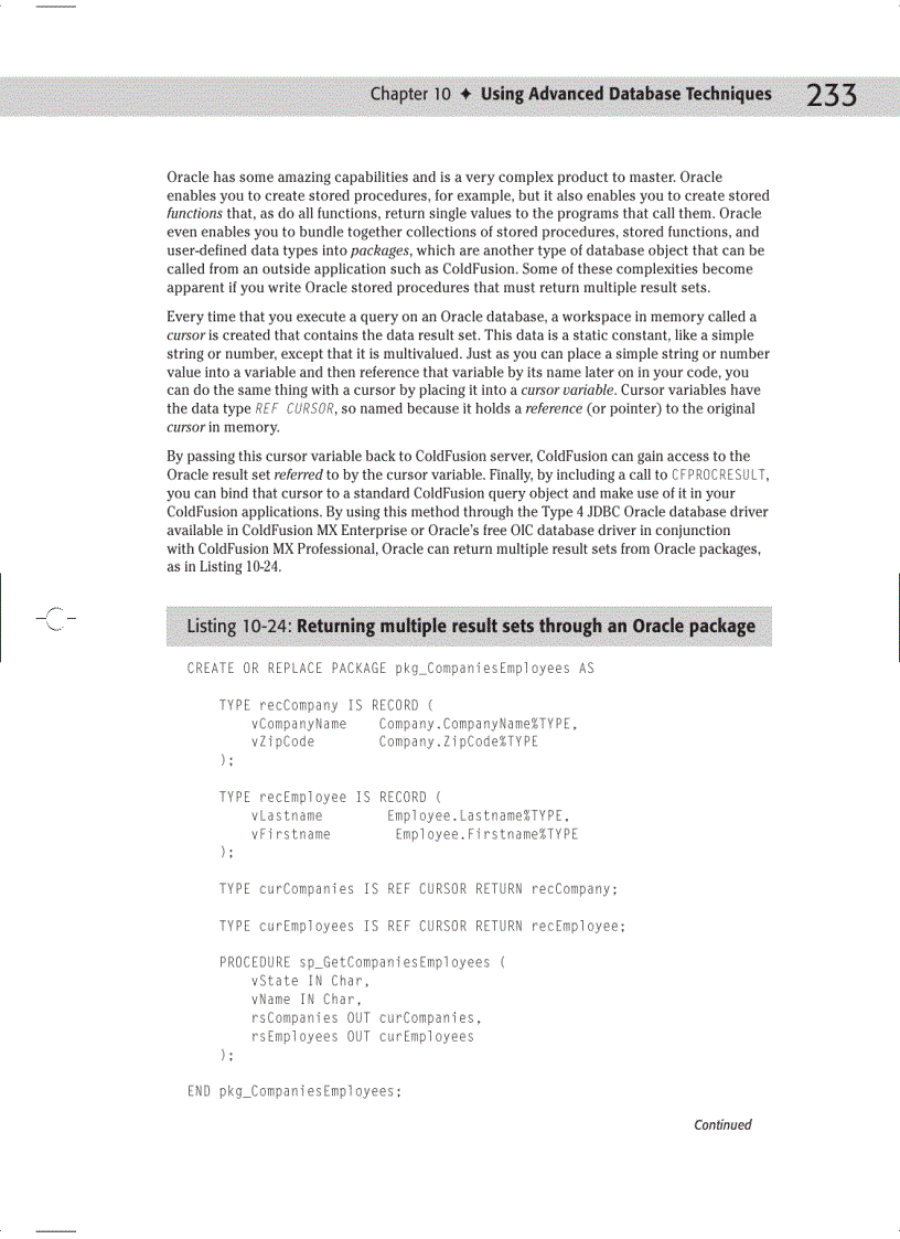 image for page Using ColdFusion MX with Databases