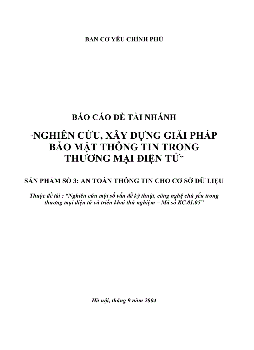 image for page Nghiên cứu xây dựng giải pháp bảo mật thông tin trong thương mại điện tử