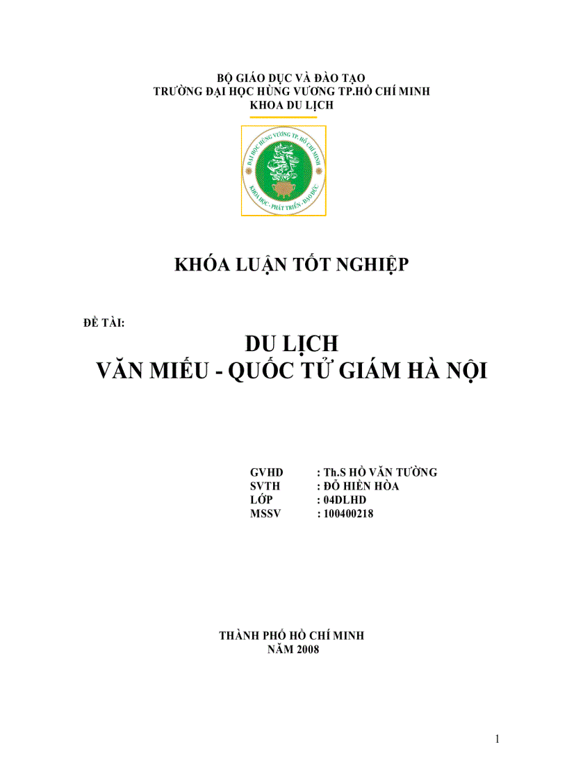 Đề cương Du lịch văn miếu quốc tử giám hà nội