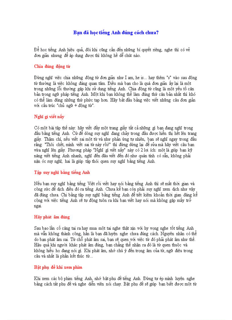 image for page Cách học tiếng anh đúng cách