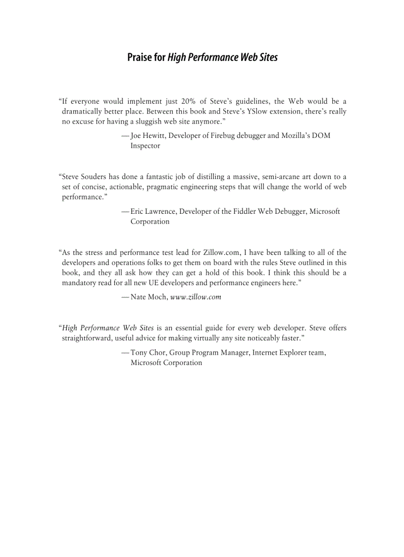 image for page Praise for High Performance Web Sites