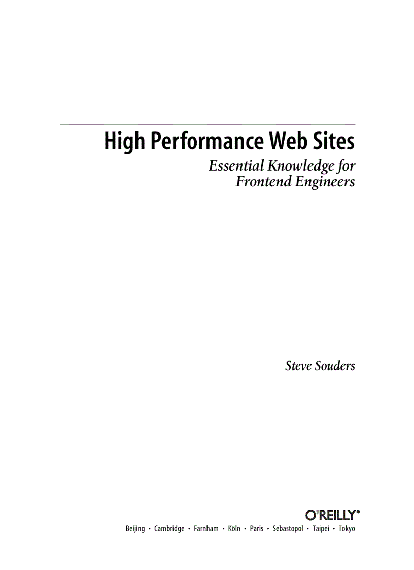 Praise for High Performance Web Sites