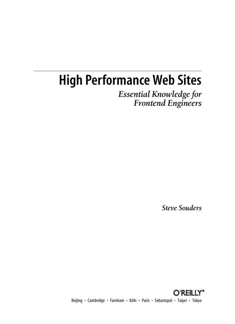 image for page Praise for High Performance Web Sites