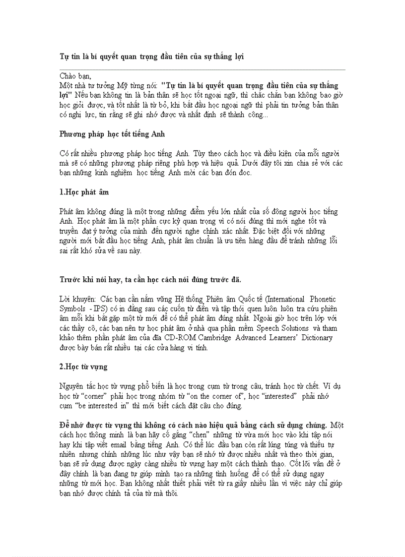 image for page Tự tin là bí quyết quan trọng đầu tiên của sự thắng lợi