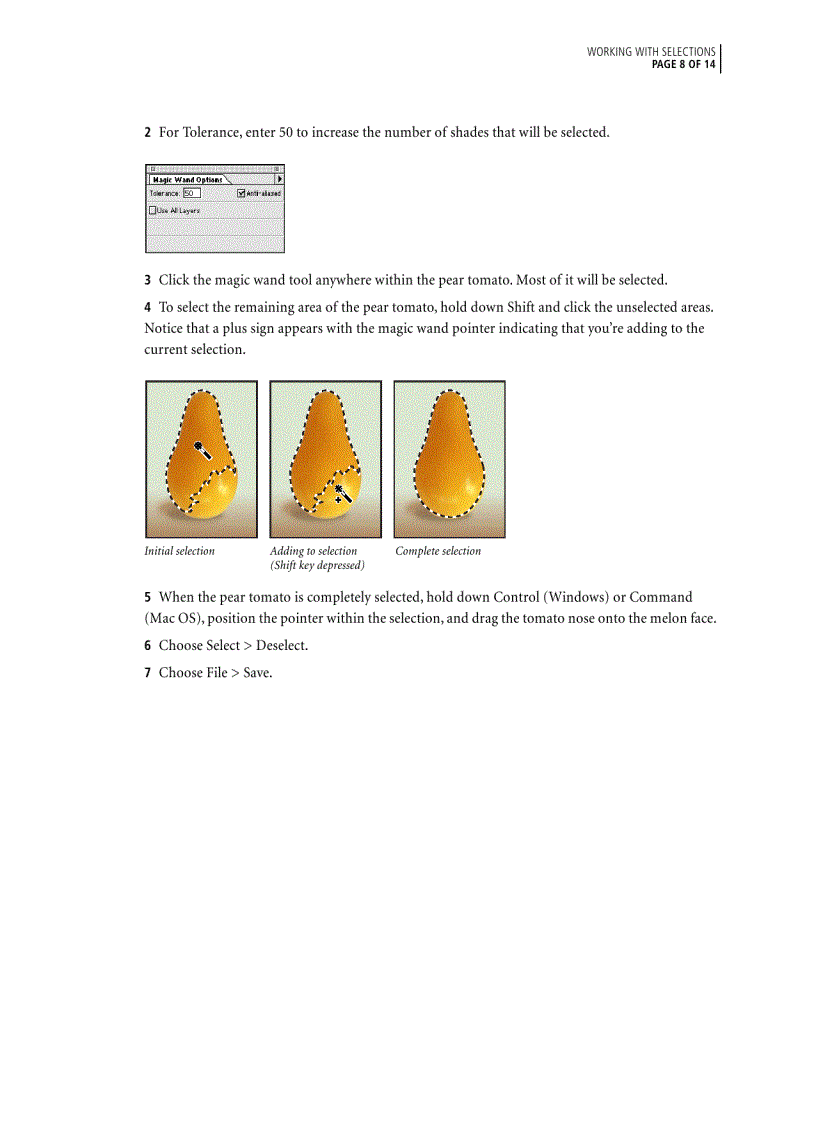 image for page Working with Selections