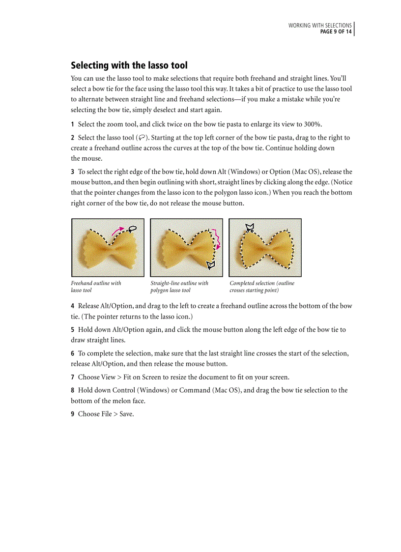 image for page Working with Selections