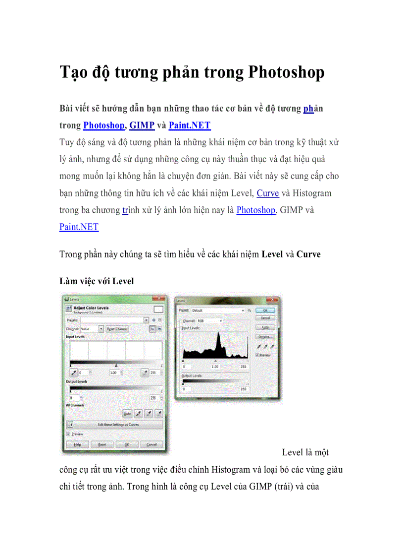 image for page Tạo độ tương phản trong Photoshop