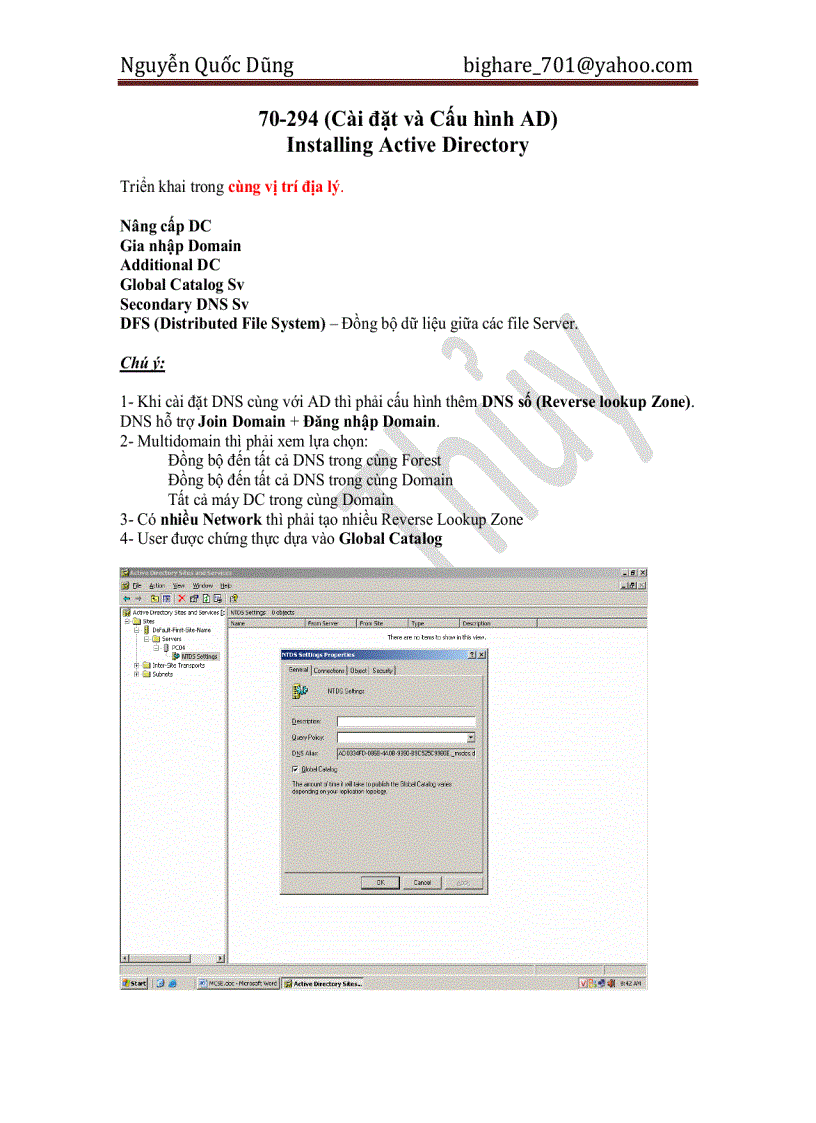 image for page Lab Cấu Hình MCSE môn 70 294 Cài đặt và Cấu hình AD