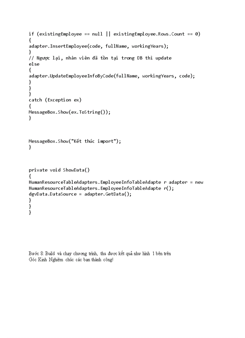 image for page Hướng dẫn Import dữ liệu vào database từ tập tin excel trong C