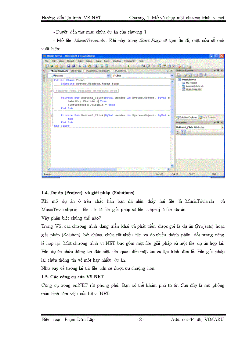 image for page Mở và chạy một chương trình Visual Basic NET