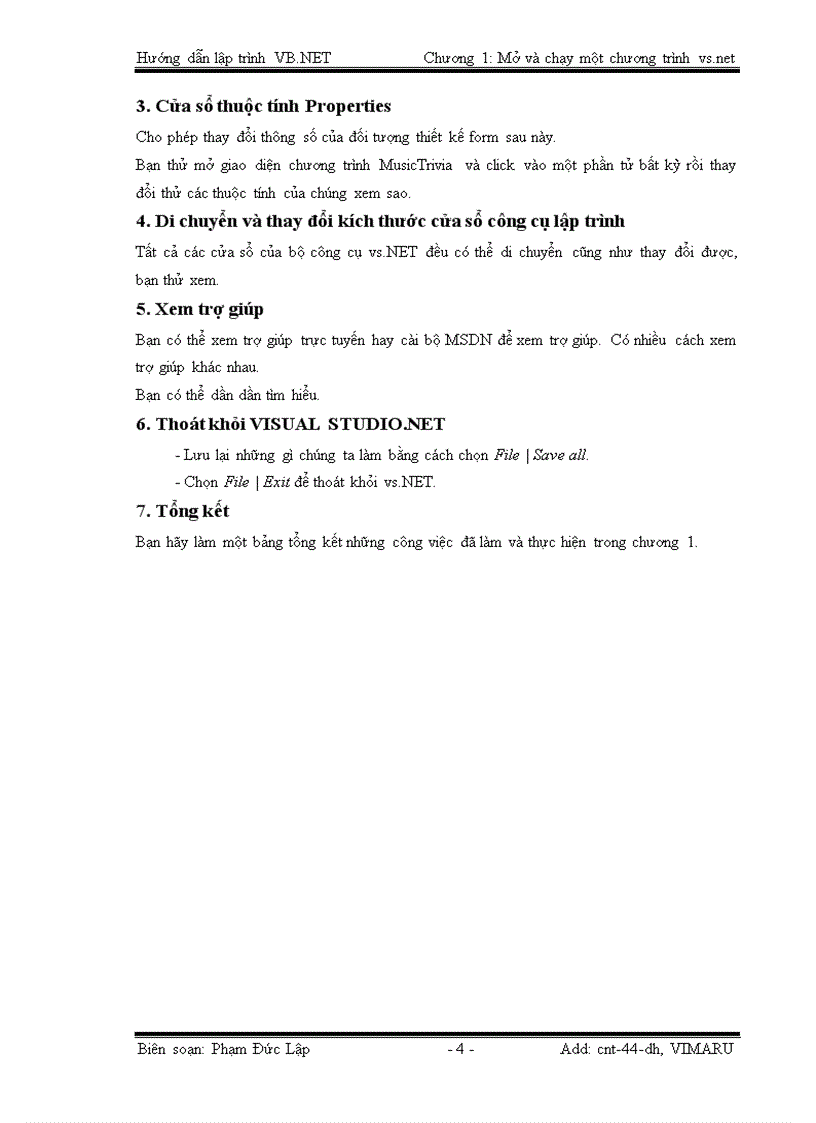 image for page Mở và chạy một chương trình Visual Basic NET