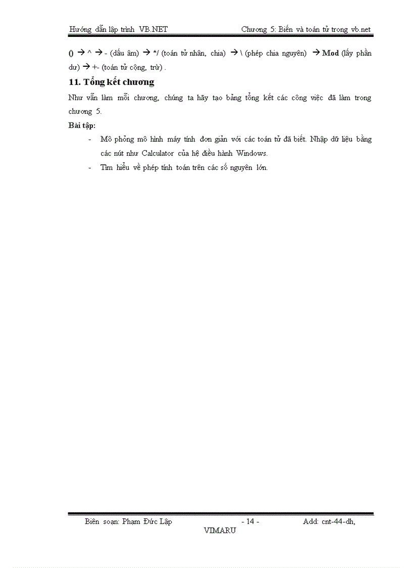 image for page Biến và toán tử trong VISUAL BASIC NET