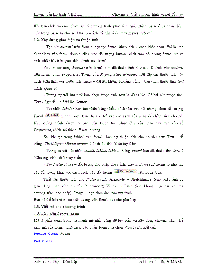 image for page Viết một chương trình Visual Basic NET đầu tay