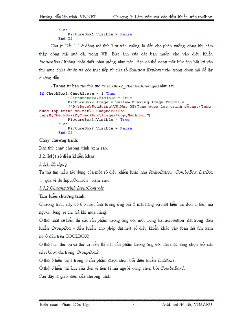 image for page Làm việc với các điều khiển trên TOOLBOX
