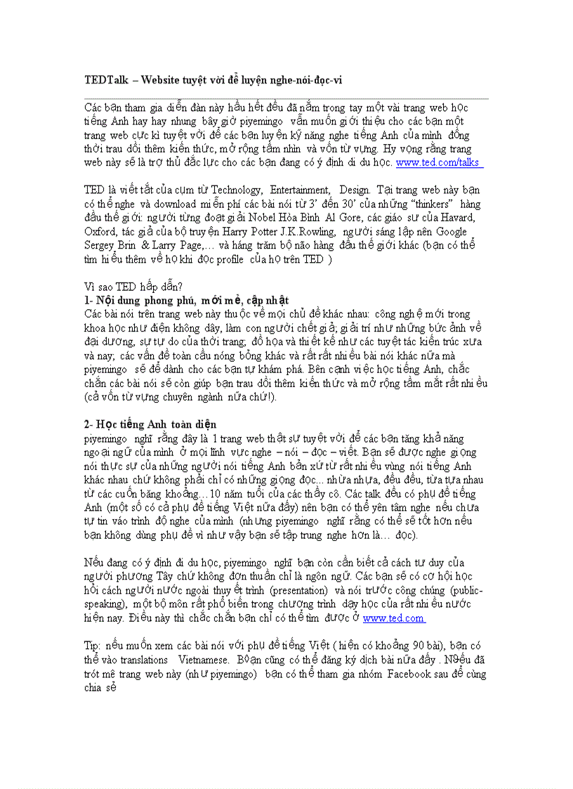 image for page TEDTalk Website tuyệt vời để luyện nghe nói đọc vi