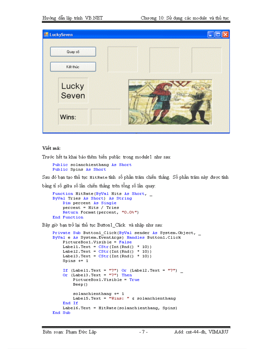 image for page Sử dụng các MODULE đơn thể và thủ tục PROCEDURE