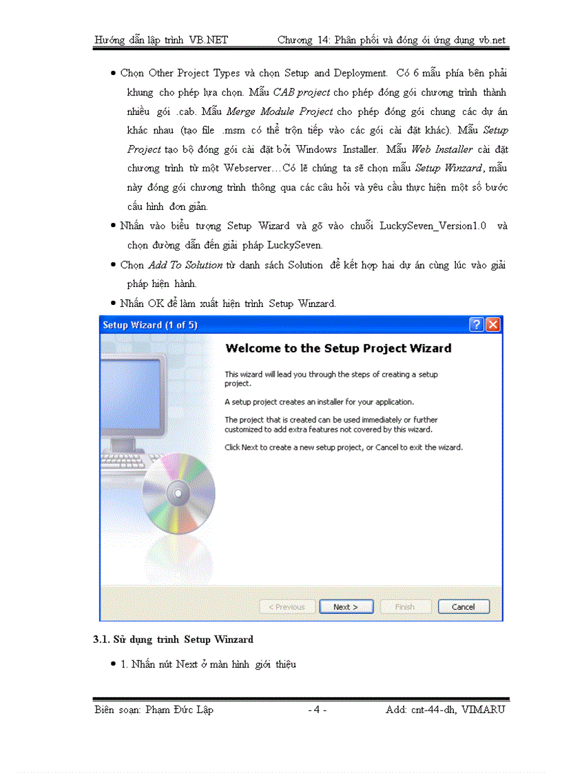image for page Phân phối và đóng gói ứng dụng Visual Basic NET