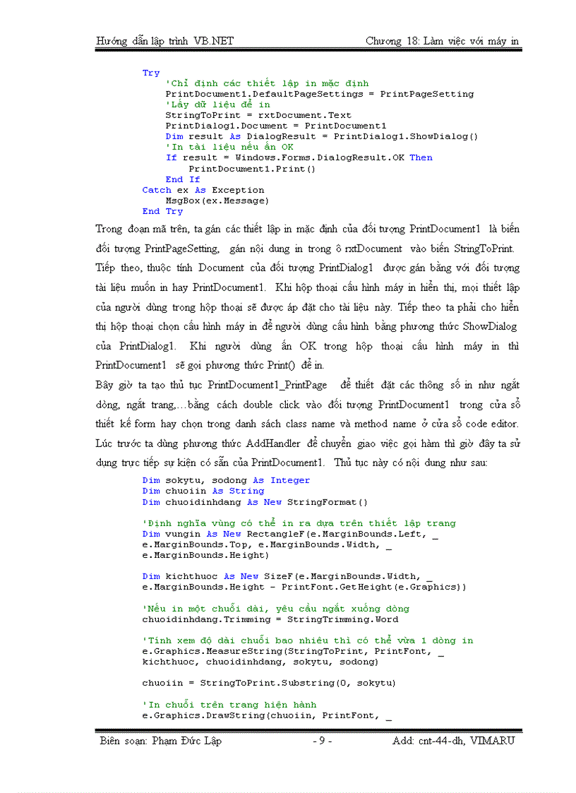 image for page Làm việc với máy in