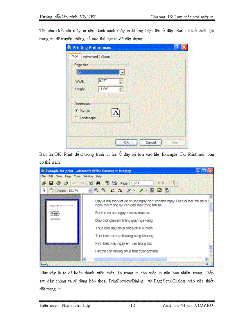 image for page Làm việc với máy in