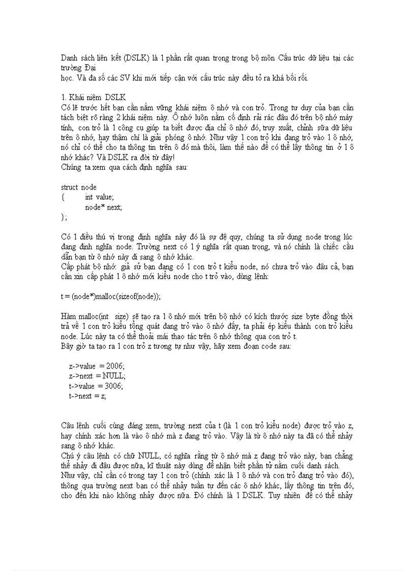 image for page Danh sách liên kết DSLK trong Cấu trúc dữ liệu