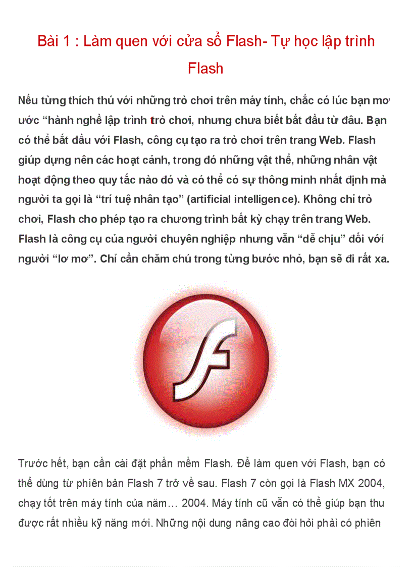image for page Làm quen với cửa sổ Flash Tự học lập trình Flash