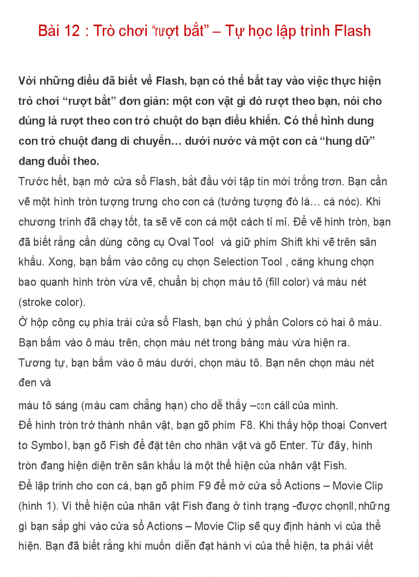 image for page Trò chơi rượt bắt Tự học lập trình Flash