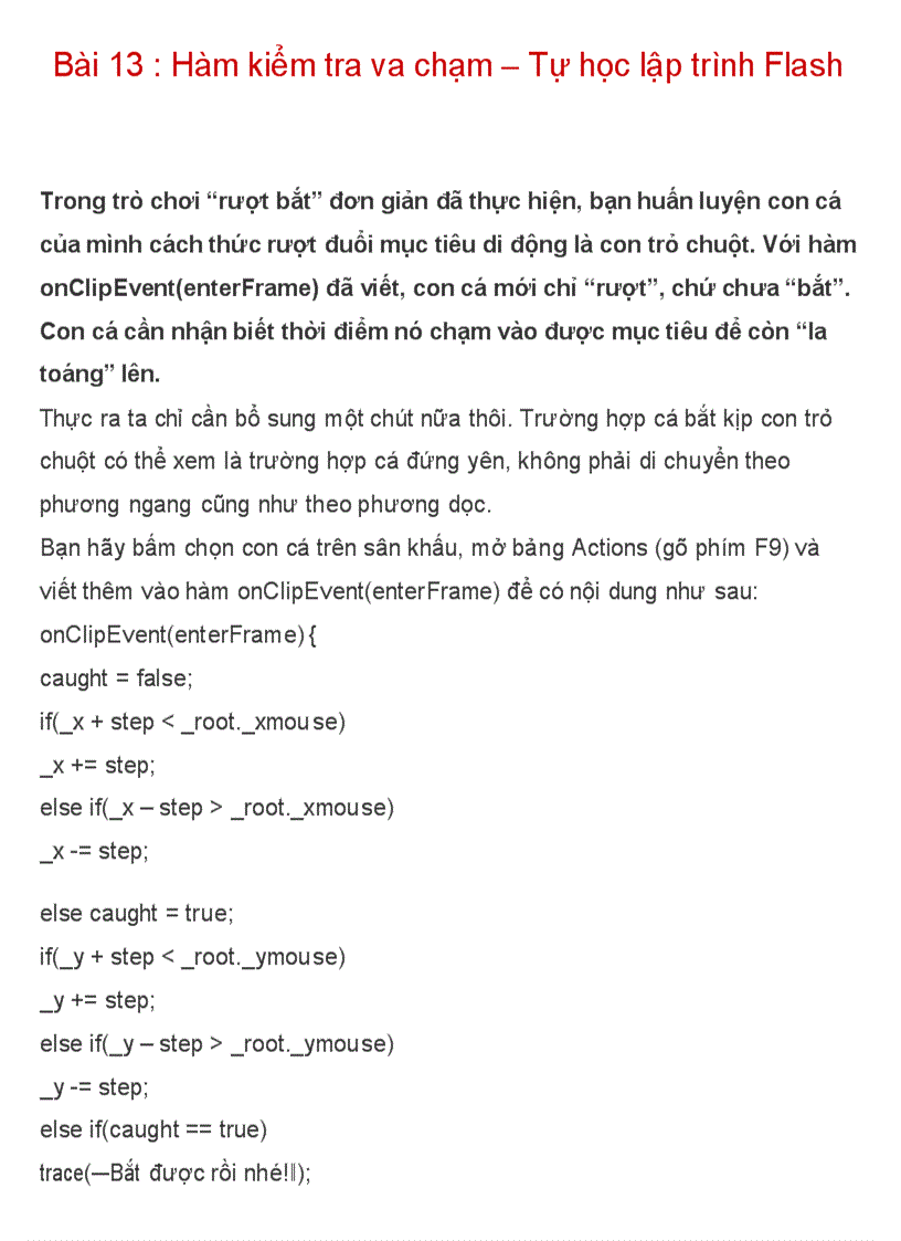 image for page Hàm kiểm tra va chạm Tự học lập trình Flash