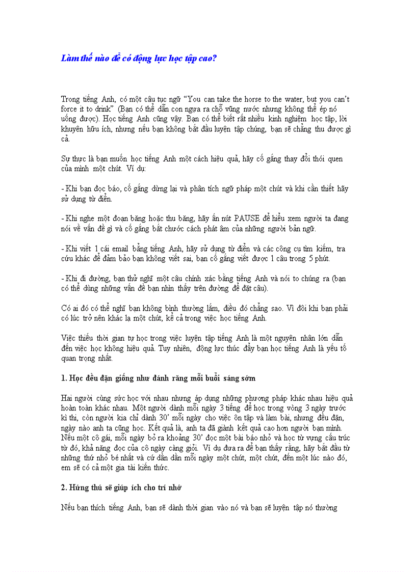 image for page Làm thế nào để có động lực học tập cao