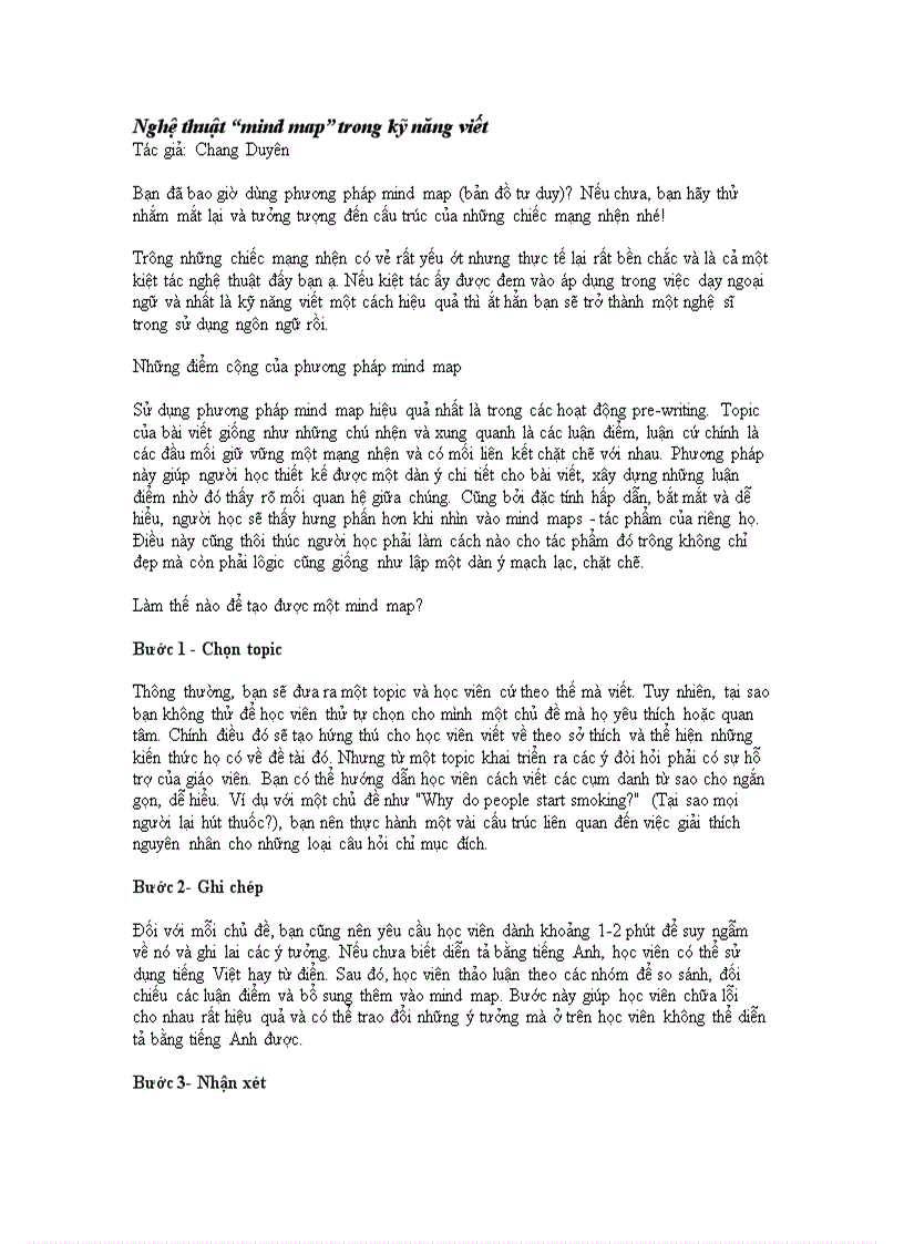 image for page Nghệ thuật mind map trong kỹ năng viết