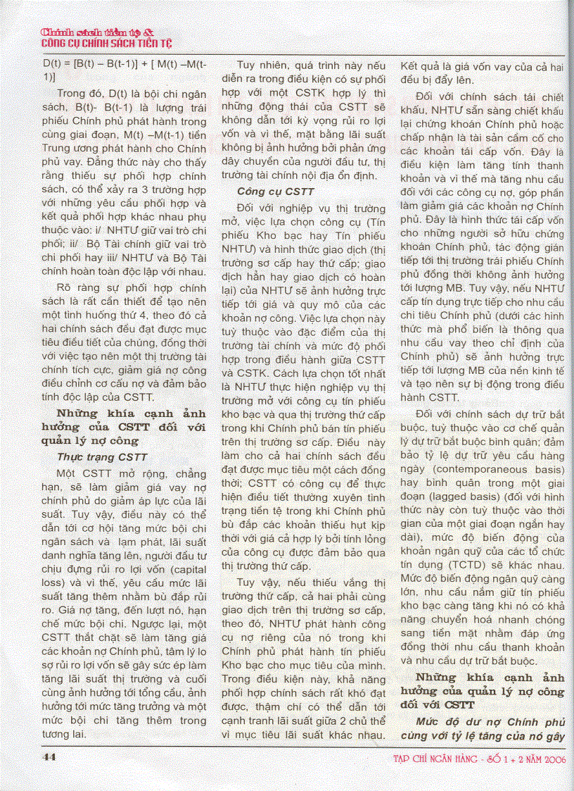 image for page Phối hợp chính sách tiền tệ và tài khoá ở Việt Nam thông qua mối quan hệ