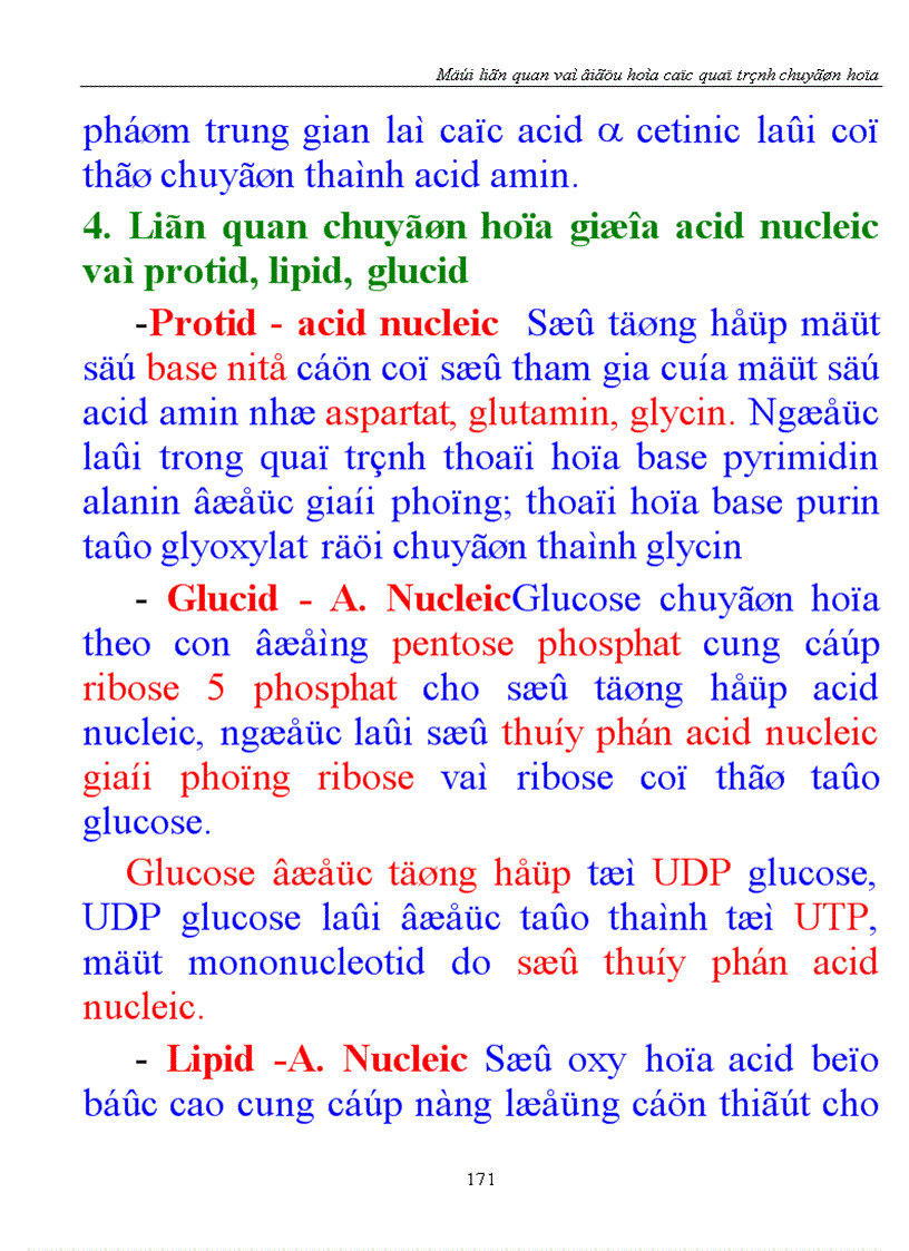 Mối liên quan và điều hòa các quá trình chuyển hóa