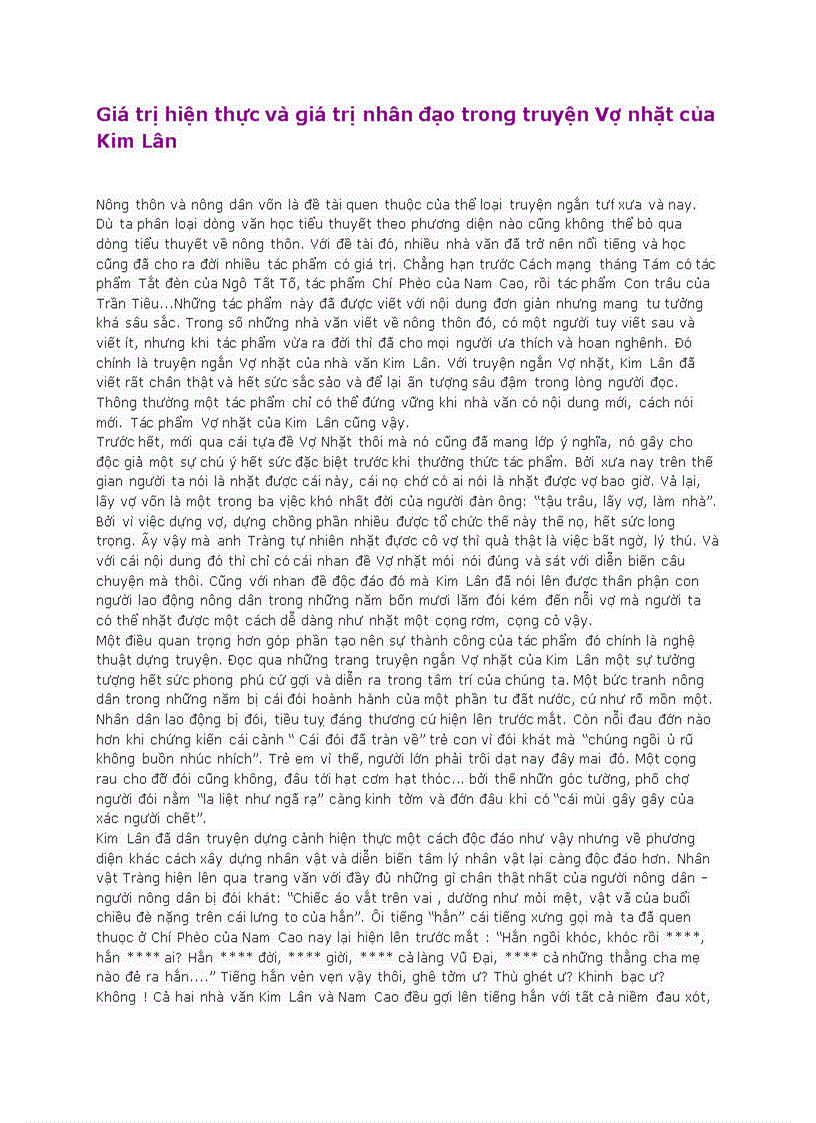 image for page Giá trị hiện thực và giá trị nhân đạo trong truyện Vợ nhặt của Kim Lân