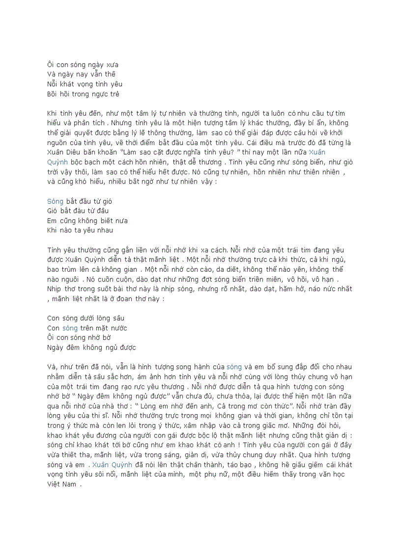 image for page Khao khát yêu đương trong bài thơ Sóng của Xuân Quỳnh
