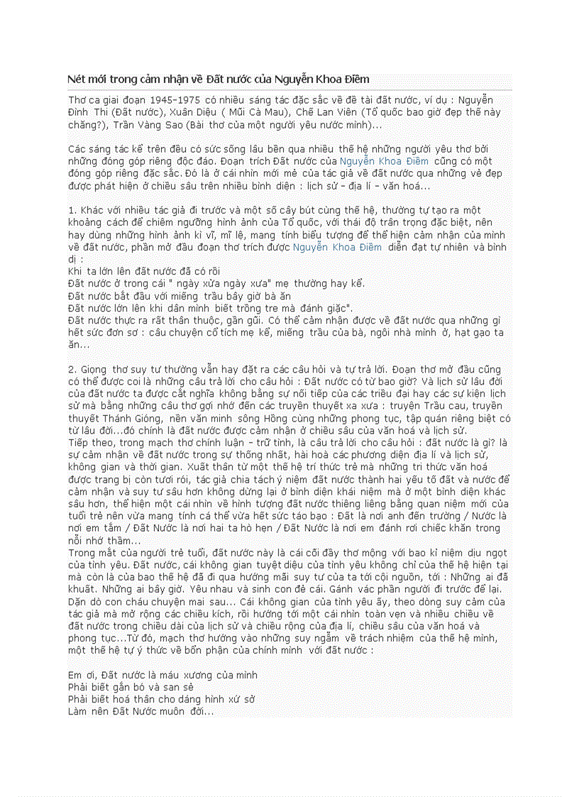 image for page Nét mới trong cảm nhận về Đất nước của Nguyễn Khoa Điềm