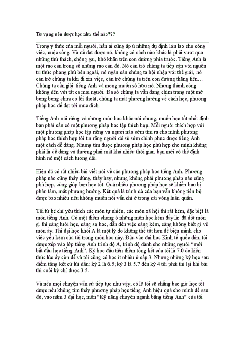 image for page Từ vựng nên được học như thế nào