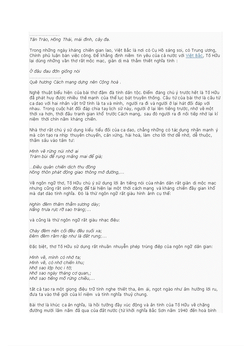 image for page Phân tích bài thơ Việt Bắc của Tố Hữu