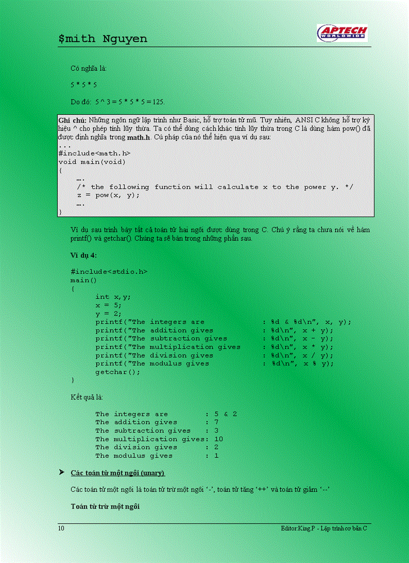 image for page Biến Toán tử và Kiểu dữ liệu Toán tử và Biểu thức