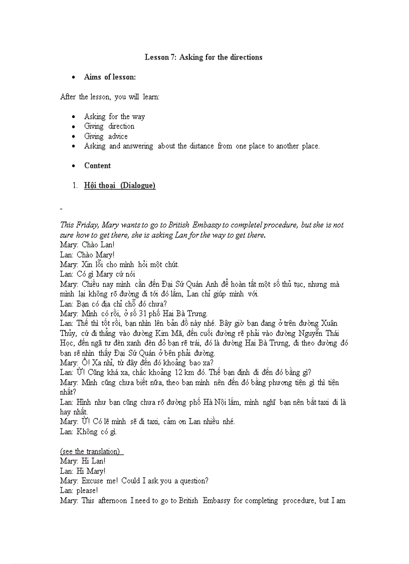 image for page Lesson 7 Asking for the directions